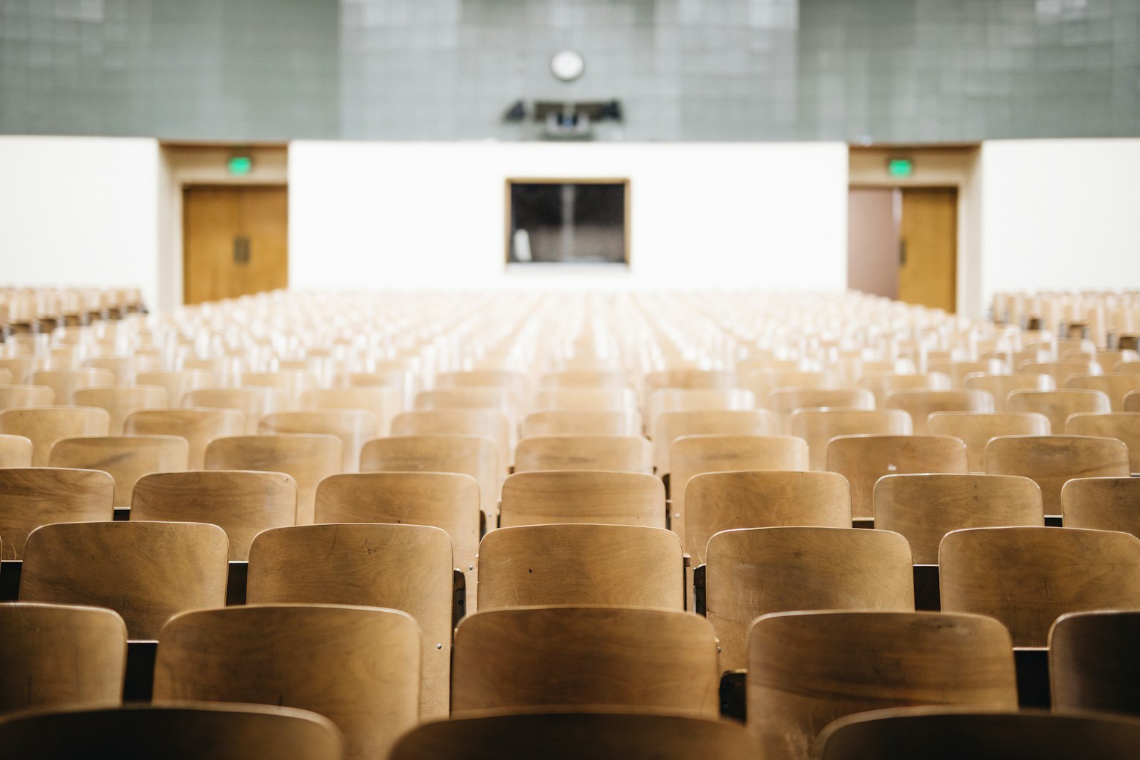 Empty lecture hall seating